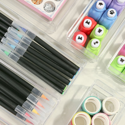 LotFancy Clear Drawer Organizers, 6 x 3 x 2 in, Plastic Storage Bins for Desk, Bathroom, Utensils