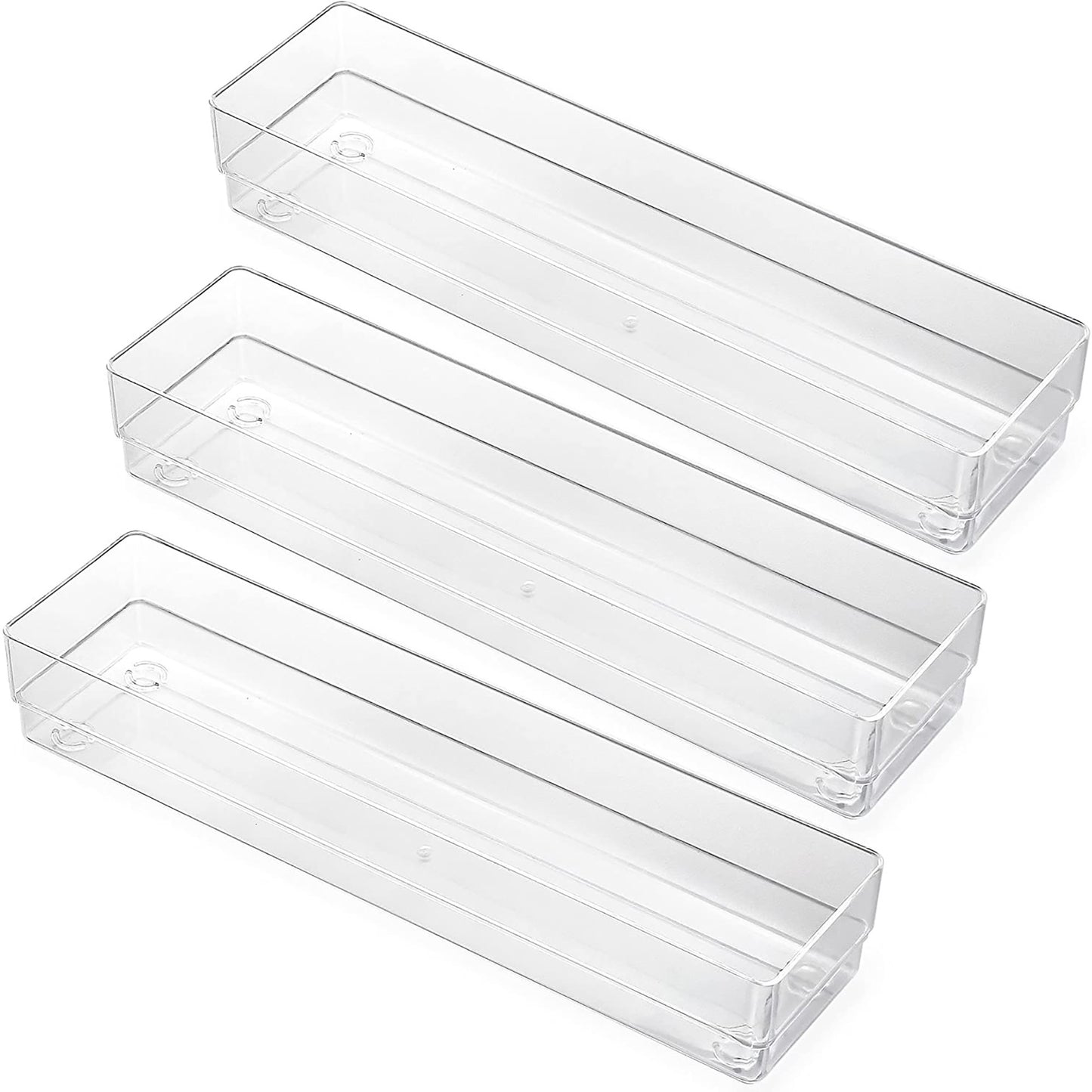 LotFancy 3Pcs Clear Plastic Drawer Organizers