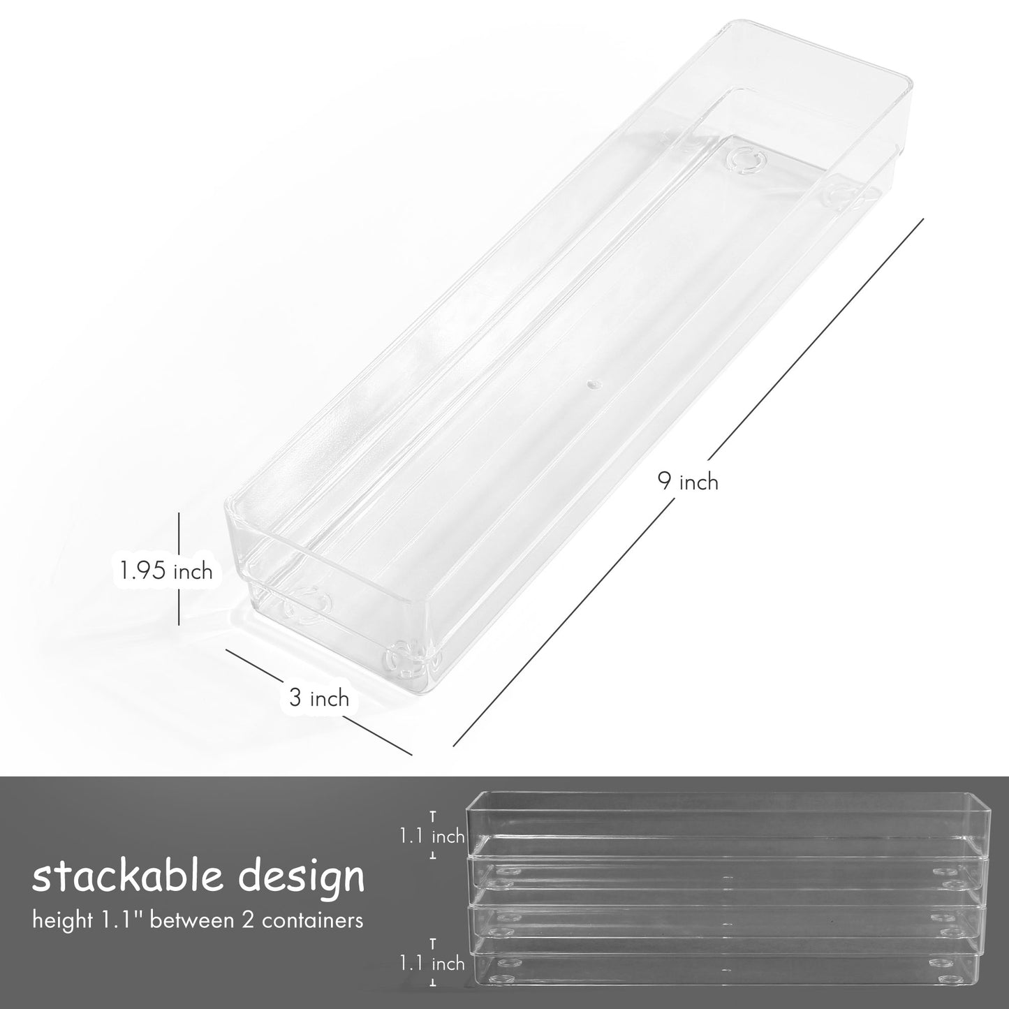 LotFancy 3Pcs Clear Plastic Drawer Organizers