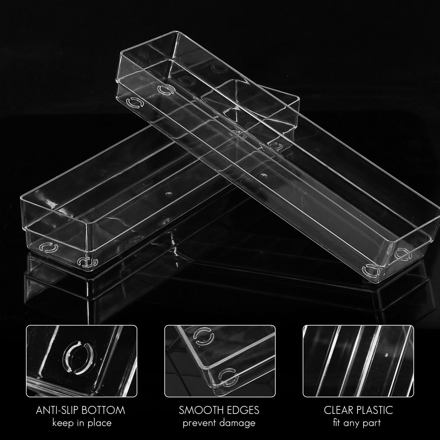 LotFancy 3Pcs Clear Plastic Drawer Organizers