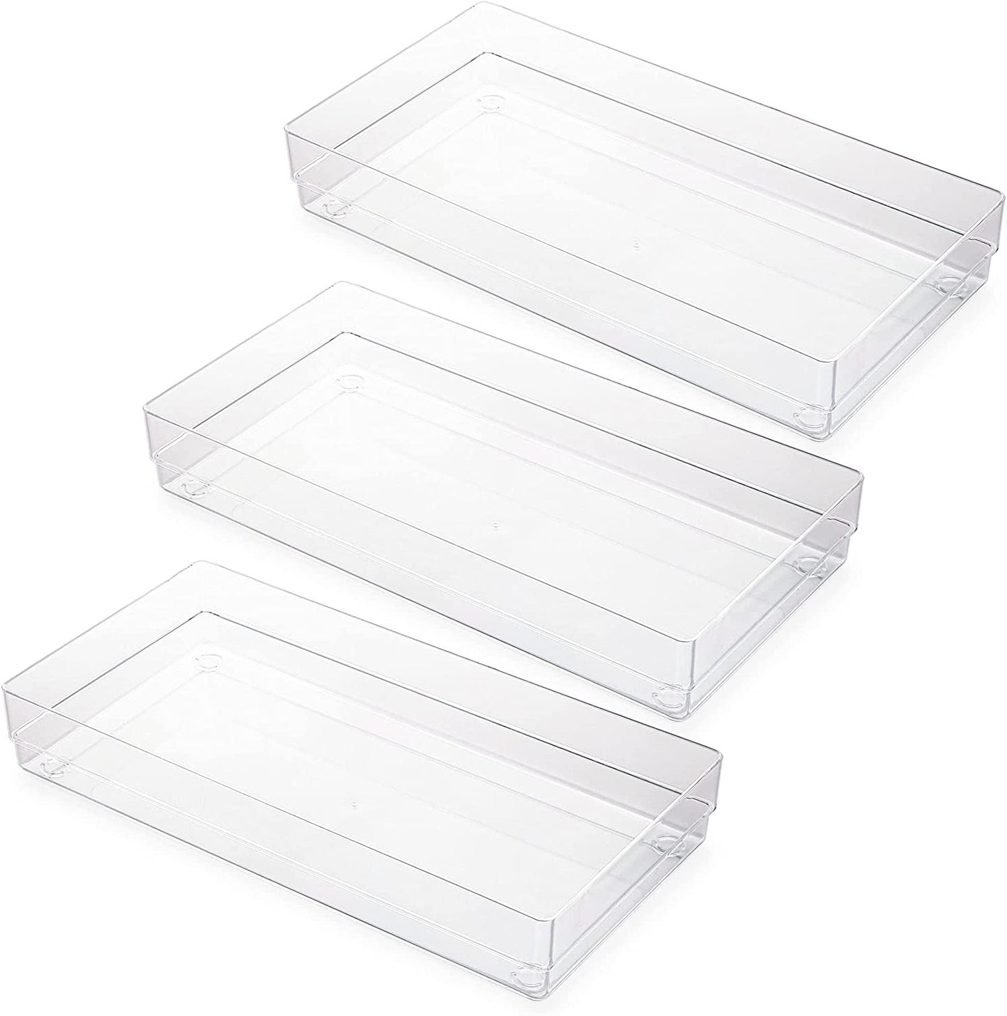 LotFancy 3Pcs Clear Plastic Drawer Organizers