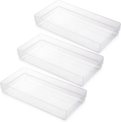 LotFancy 3Pcs Clear Plastic Drawer Organizers