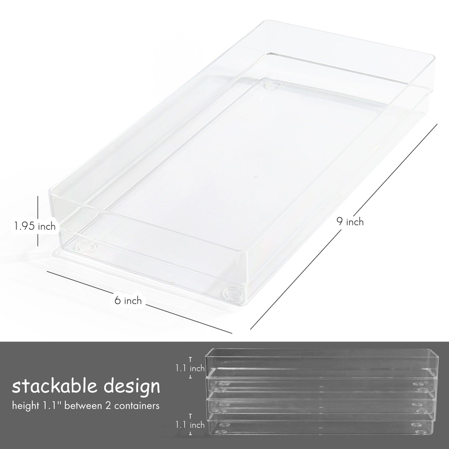 LotFancy 3Pcs Clear Plastic Drawer Organizers