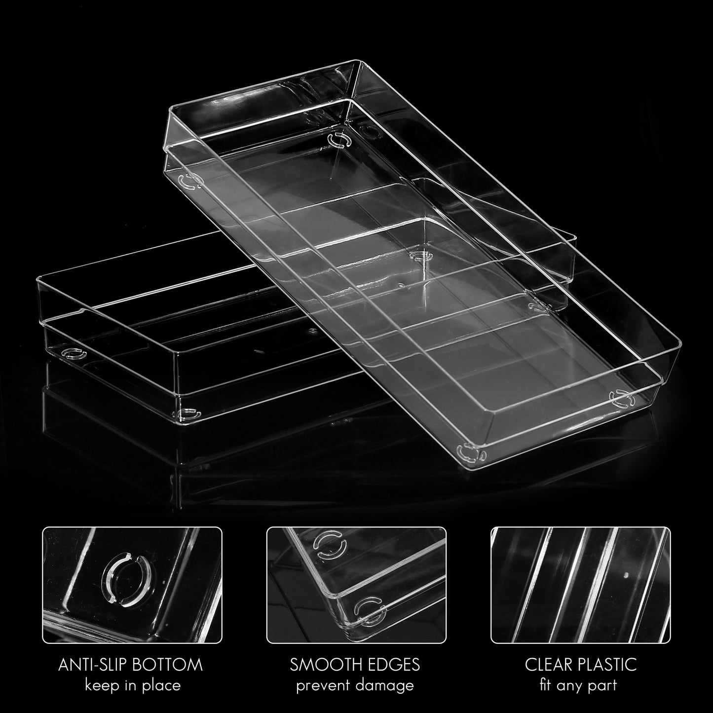 LotFancy 3Pcs Clear Plastic Drawer Organizers