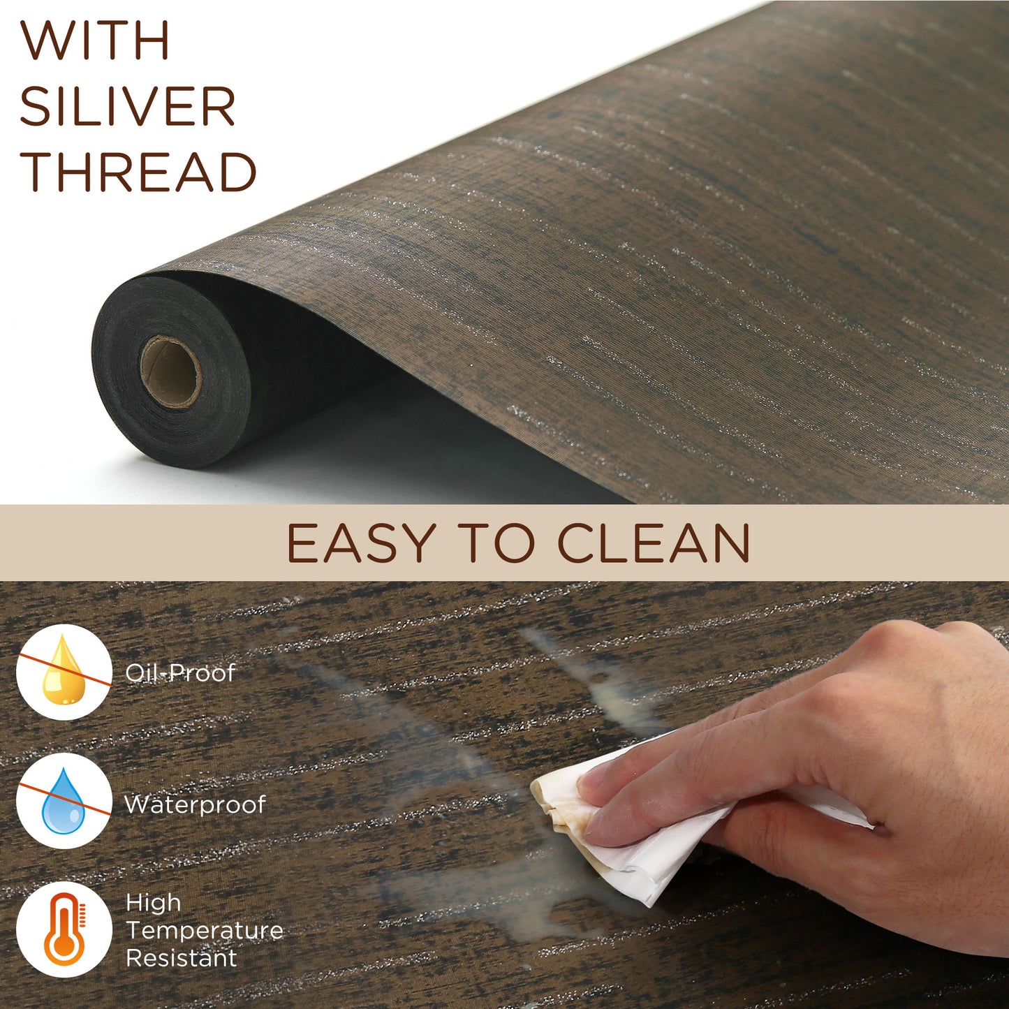 LotFancy Peel and Stick Wallpaper, Mocha Brown, Removable Contact Paper, Self Adhesive Wall Paper