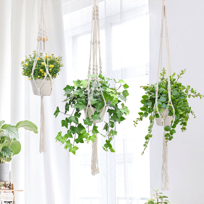 LotFancy 3 Cotton Rope Plant Hangers with 6 Hooks