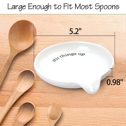 LotFancy Spoon Rest, Ceramic Spoon Holder, 5.2 in, White