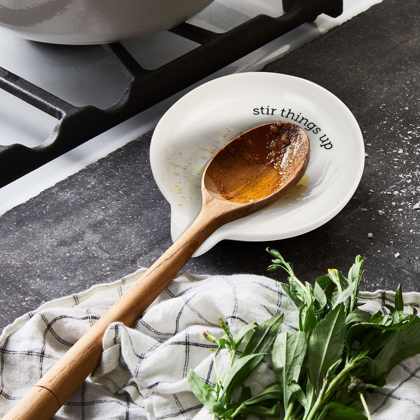 LotFancy Spoon Rest, Ceramic Spoon Holder, 5.2 in, White
