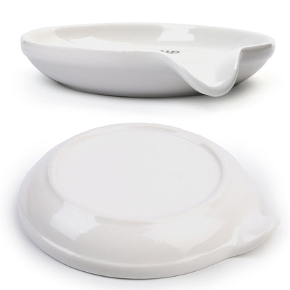LotFancy Spoon Rest, Ceramic Spoon Holder, 5.2 in, White