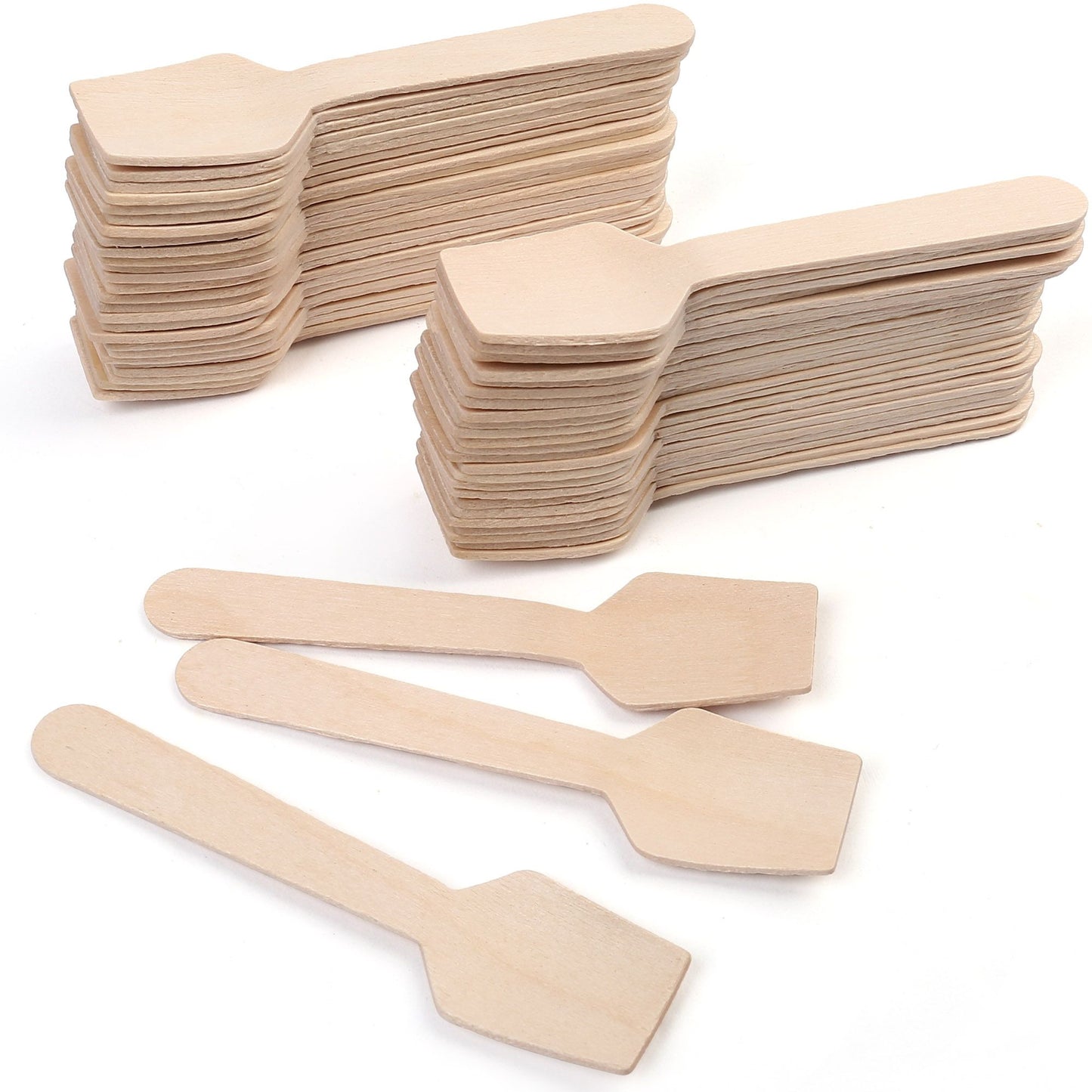 LotFancy 120 Mini Wooden Spoons, 3.75" Disposable Tasting Sampling Spoon with Concave Tip