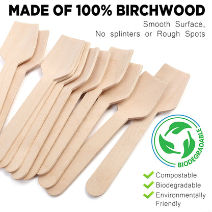 LotFancy Wooden Spoons, Disposable Tasting Sampling Spoons with Concave Tip, Biodegradable and Compostable