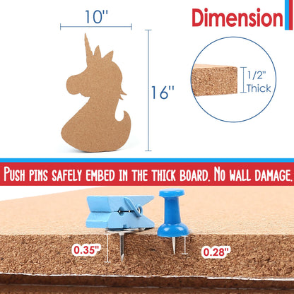 LotFancy Cork Bulletin Board for Wall, Home Kitchen Office, Unicorn Design, 10 x 16 in