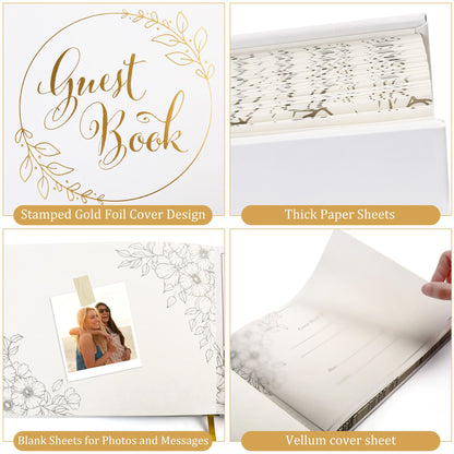 LotFancy Wedding Guest Book, Personalized Guest Book Reception, 128 Pages Thick Paper
