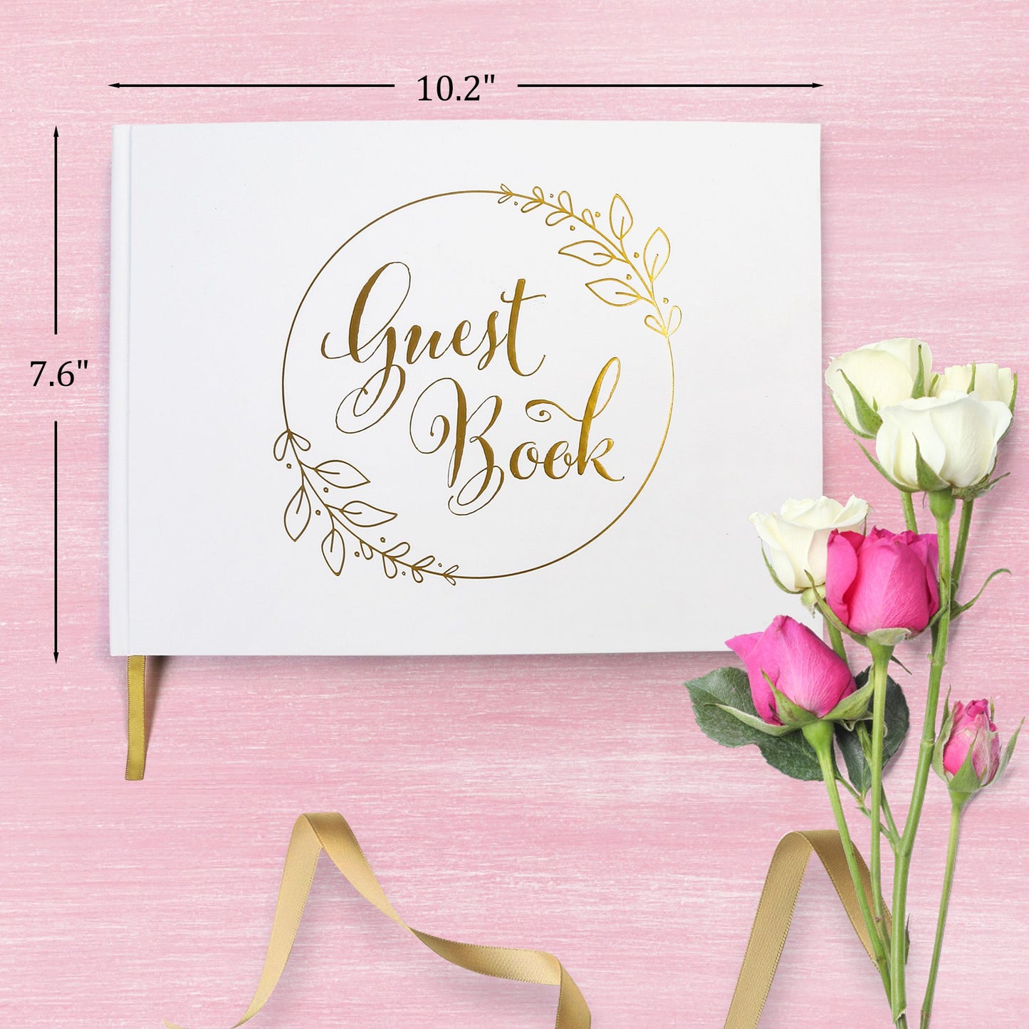 LotFancy Wedding Guest Book, Personalized Guest Book Reception, 128 Pages Thick Paper