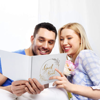 LotFancy Wedding Guest Book, Personalized Guest Book Reception, 128 Pages Thick Paper