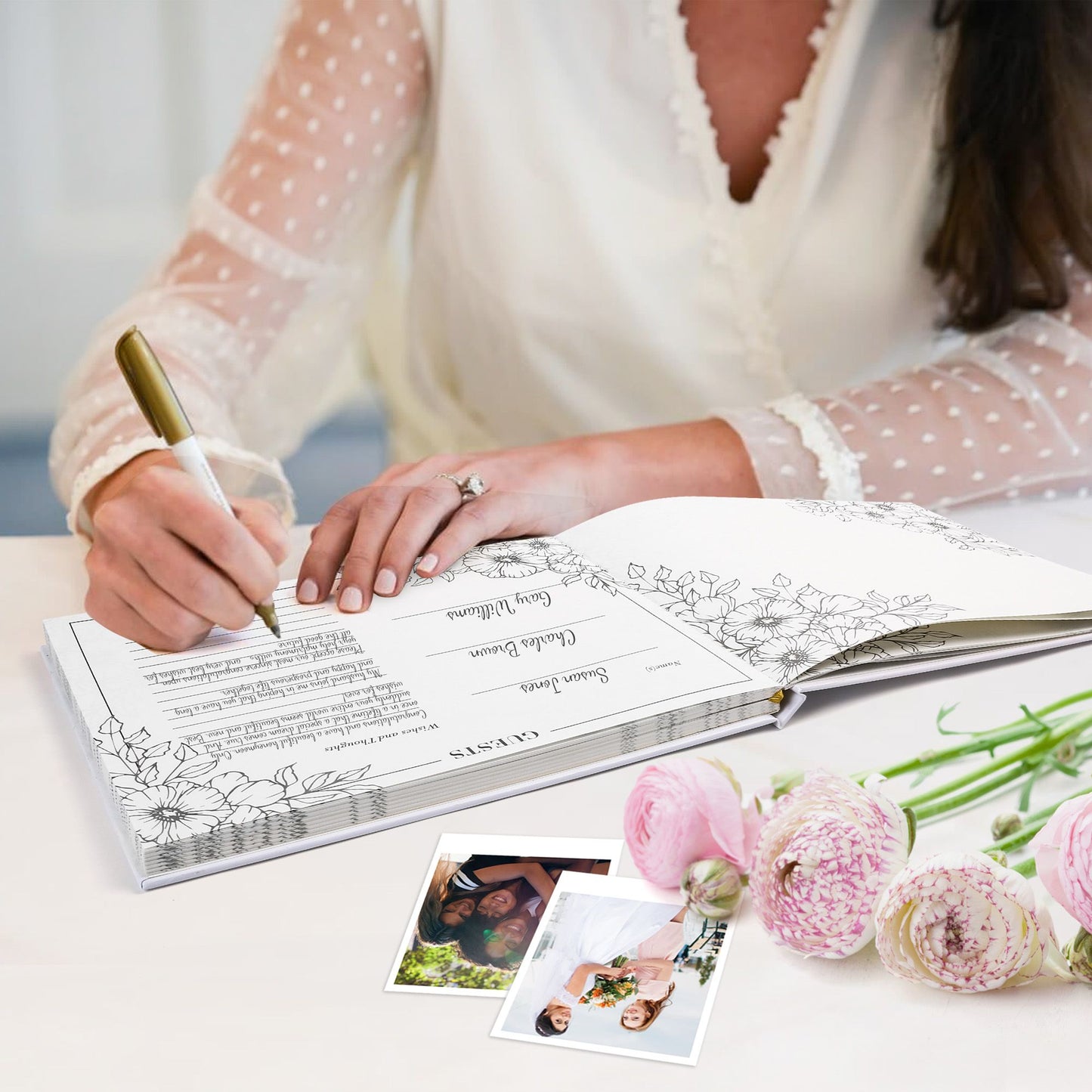 LotFancy Wedding Guest Book, Personalized Guest Book Reception, 128 Pages Thick Paper