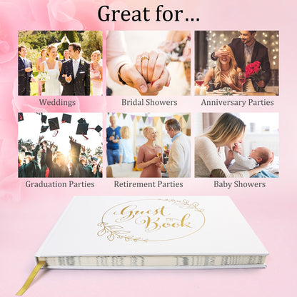 LotFancy Wedding Guest Book, Personalized Guest Book Reception, 128 Pages Thick Paper