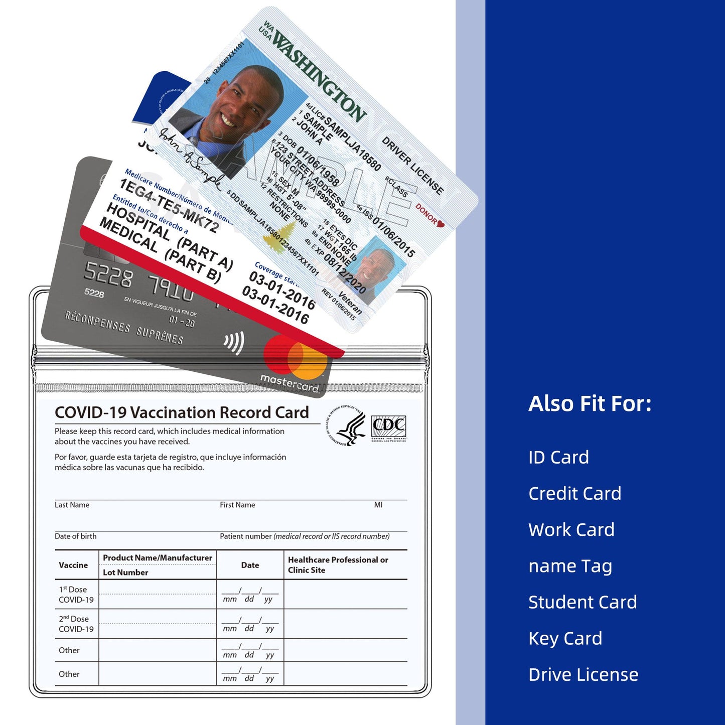 LotFancy New Medicare Card Holder, 16 Packs, 12Mil Clear Waterproof Medicare Card Protector Sleeves for Credit Card