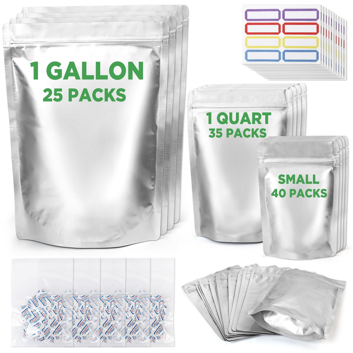 LotFancy Mylar Bags for Food Storage,  Resealable Foil Ziplock Bags