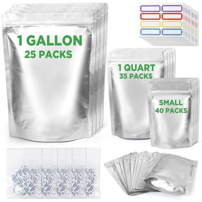LotFancy Mylar Bags for Food Storage,  Resealable Foil Ziplock Bags