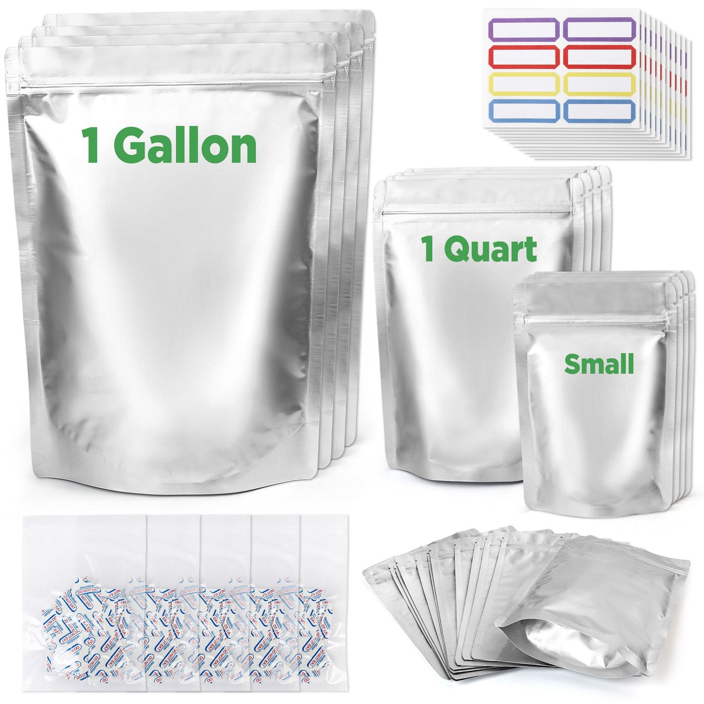 LotFancy Mylar Bags for Food Storage,  Resealable Foil Ziplock Bags
