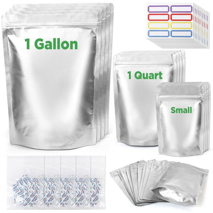 LotFancy Mylar Bags for Food Storage,  Resealable Foil Ziplock Bags