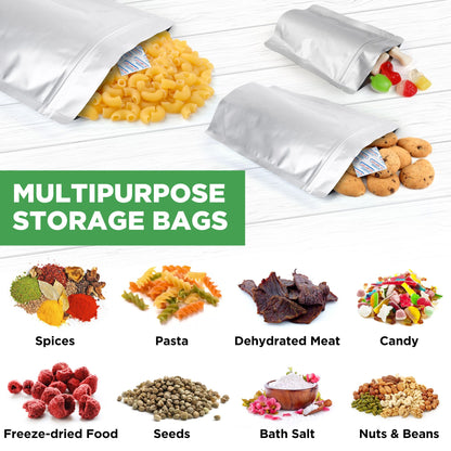 LotFancy Mylar Bags for Food Storage,  Resealable Foil Ziplock Bags