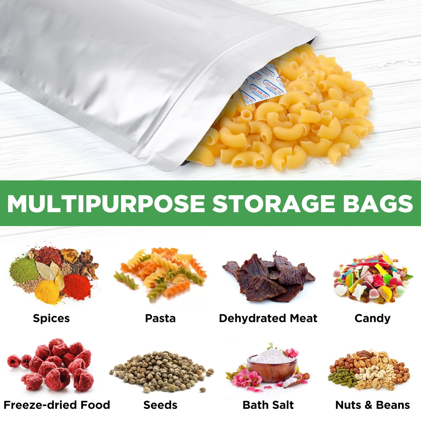LotFancy Mylar Bags s for Food Storage, Resealable Foil Ziplock Bag, 40 Pcs 1 Gallon