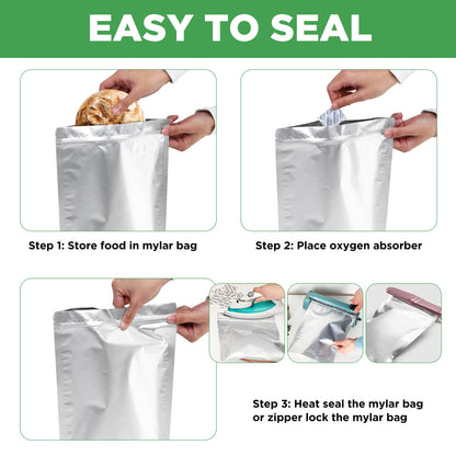 LotFancy Mylar Bags for Food Storage,  Resealable Foil Ziplock Bags