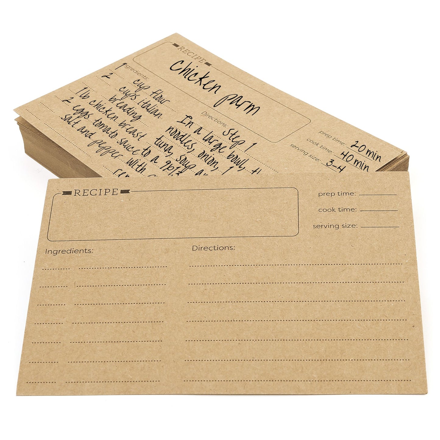 LotFancy 60 Count Recipe Cards, 4x6 in, Double Sided, Blank Recipe Cardstock,Brown