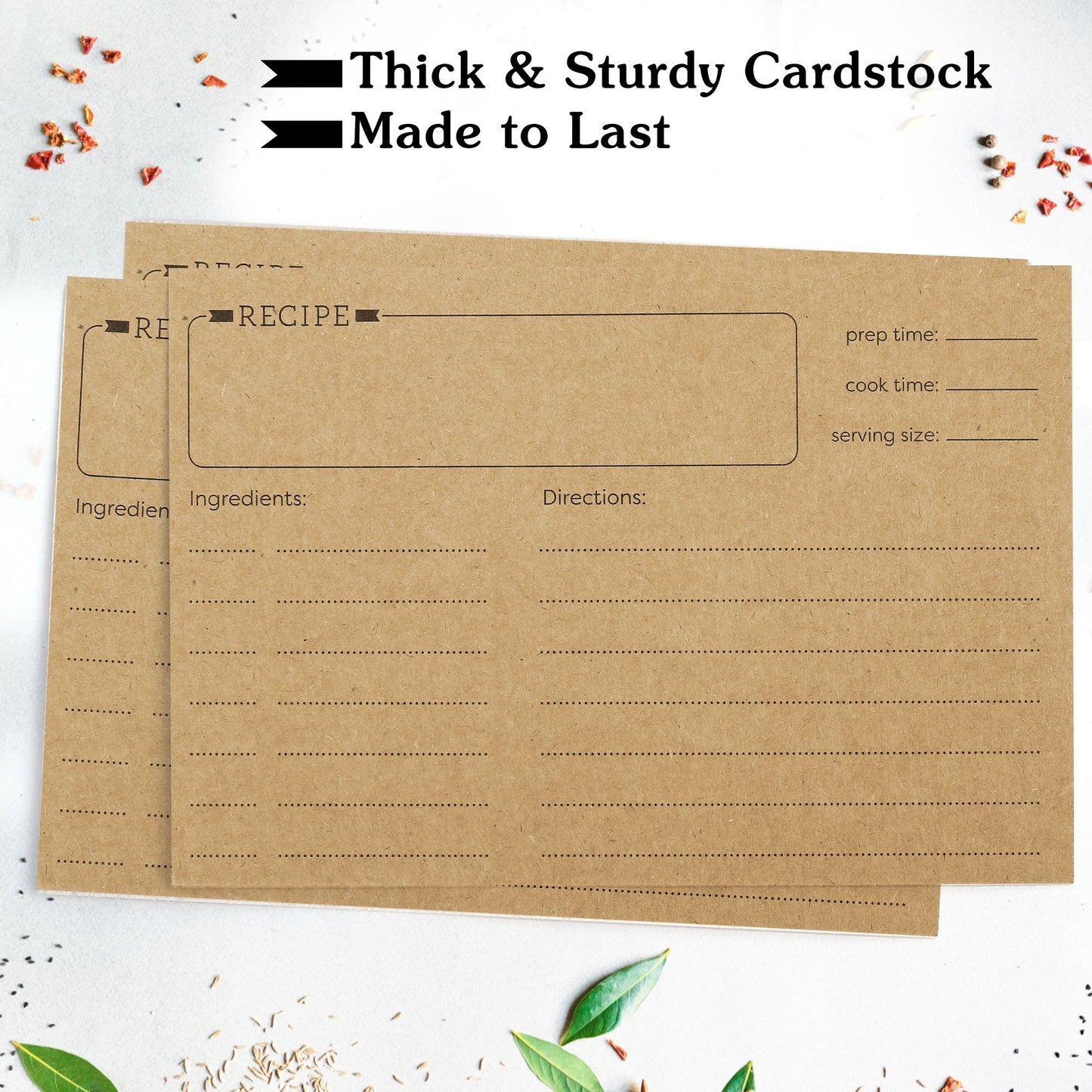 LotFancy 60 Count Recipe Cards, 4x6 in, Double Sided, Blank Recipe Cardstock,Brown