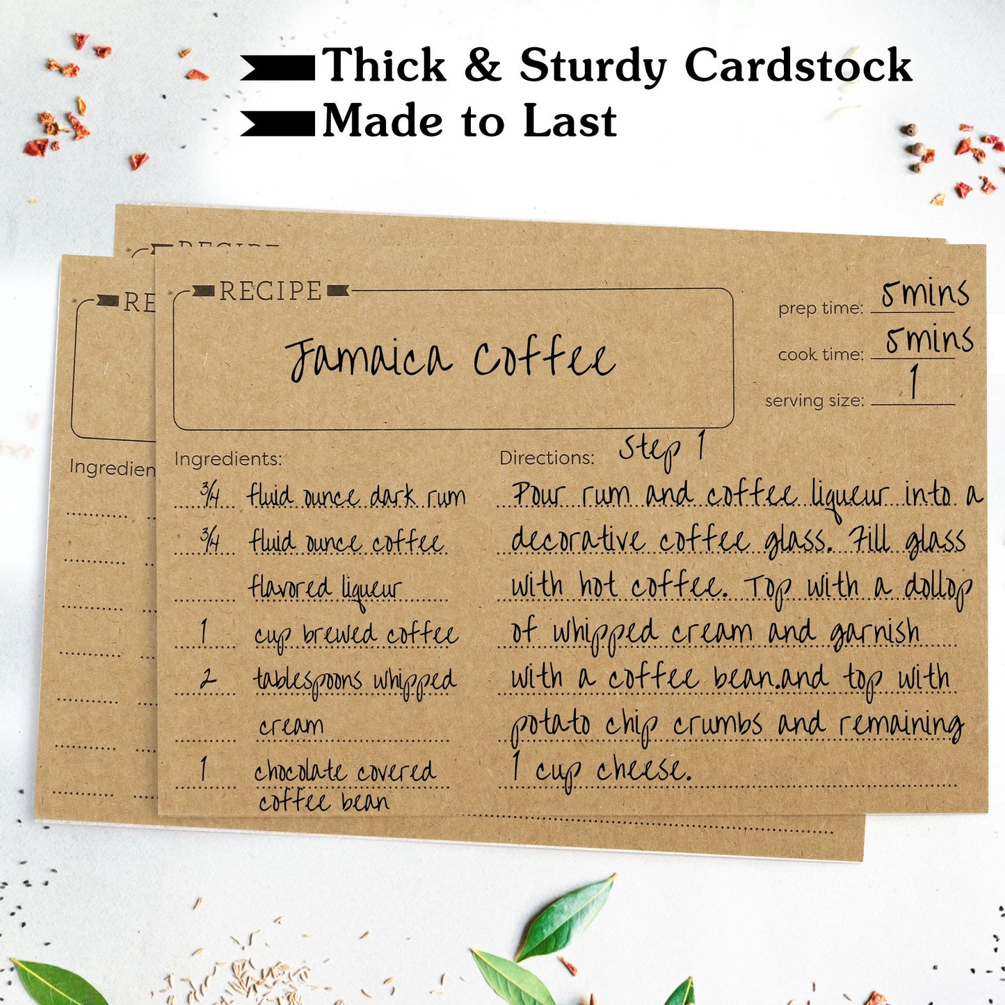 LotFancy 60 Count Recipe Cards, 4x6 in, Double Sided, Blank Recipe Cardstock,Brown