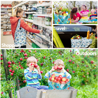 LotFancy 2 Reusable Grocery Bags, Nylon XL L Shopping Bags with Pouch