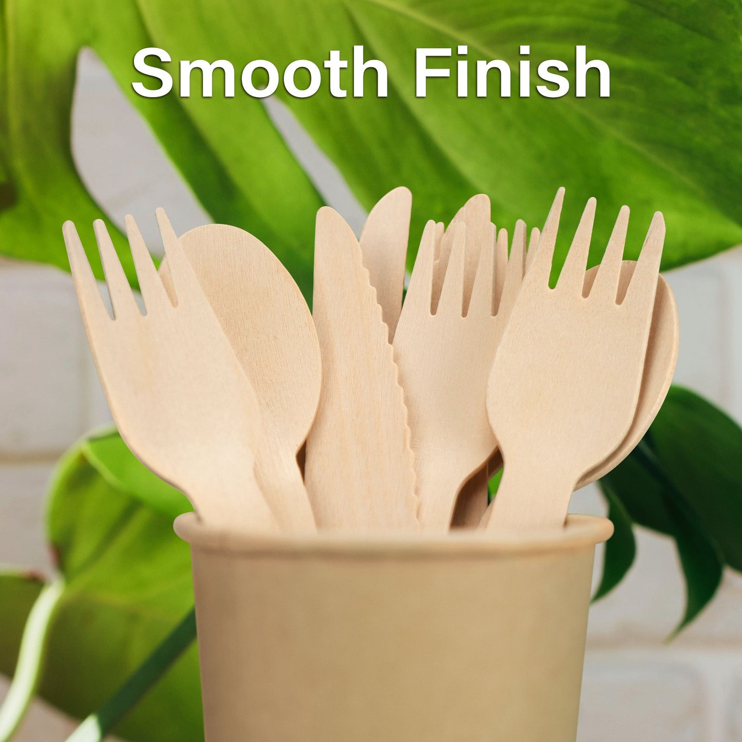 LotFancy 200 Pc Compostable utensils, Wooden Disposable Cutlery Set,100 Forks, 50 Spoons, 50 Knives