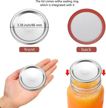 Canning Lids Wide Mouth, 114-Count, Mason Jar Lids for Ball, Kerr Jars, Split-Type Airtight Leakproof, Food Grade Material, Thick Metal Canning Tops, 100% Fit for Large Mouth Jars