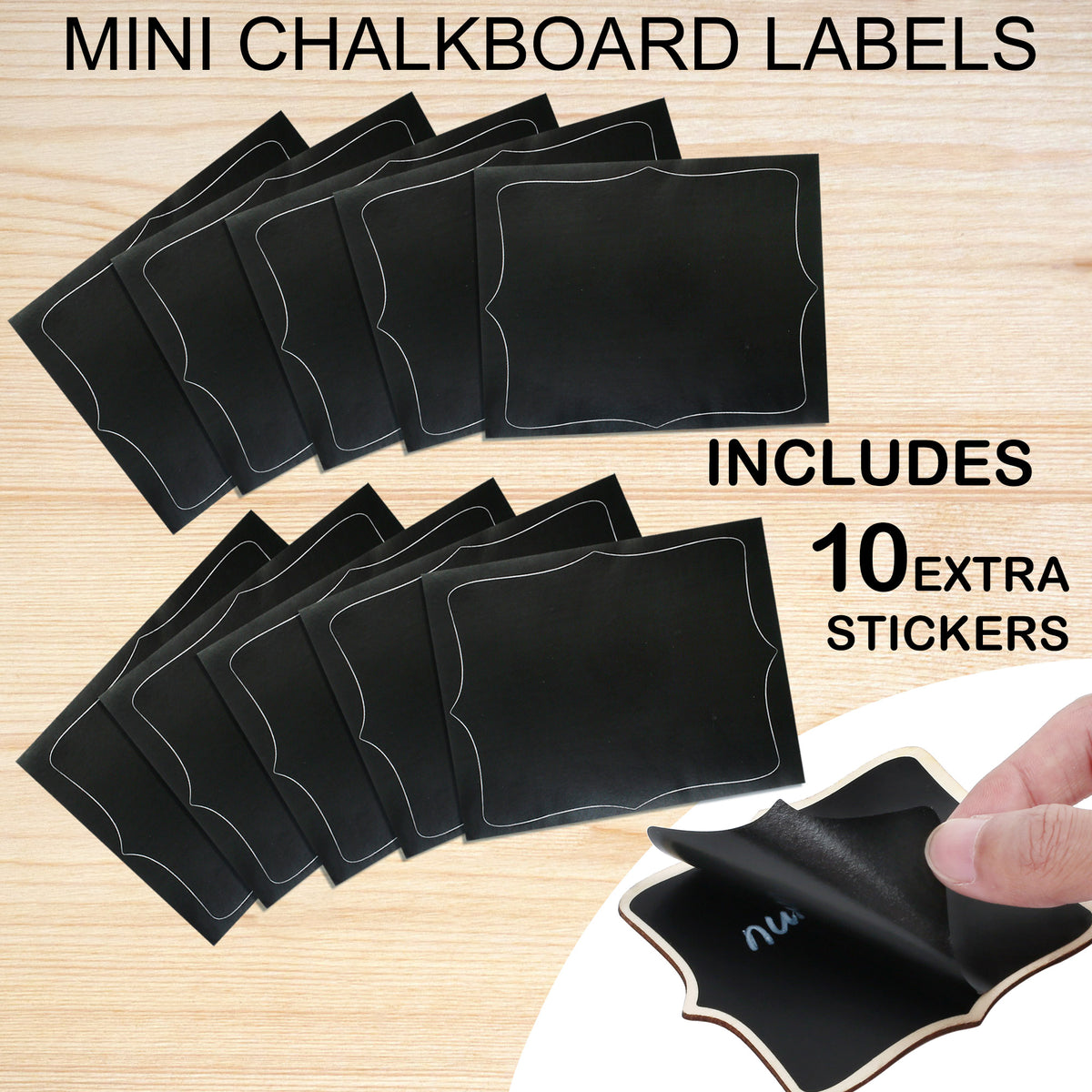 LotFancy 20 Pack Wood Mini Chalkboard Signs, Food Labels for Party Buffet, Black
