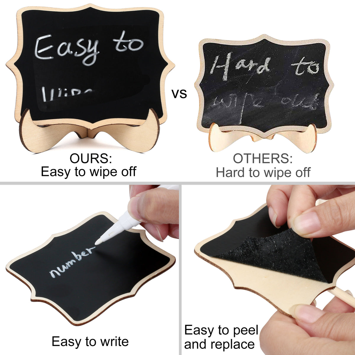 LotFancy 20 Pack Wood Mini Chalkboard Signs, Food Labels for Party Buffet, Black