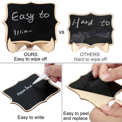 LotFancy 20 Pack Wood Mini Chalkboard Signs, Food Labels for Party Buffet, Black