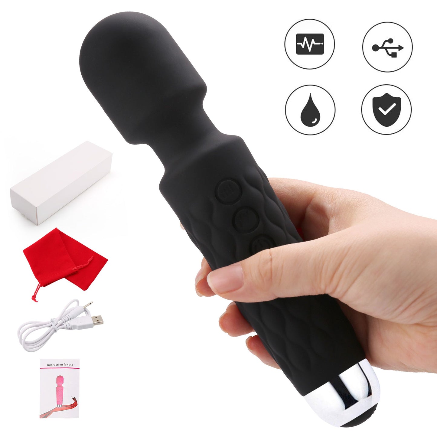 LotFancy Wand Massager for Women, Rechargeable Handheld Massager for Neck Shoulder Back
