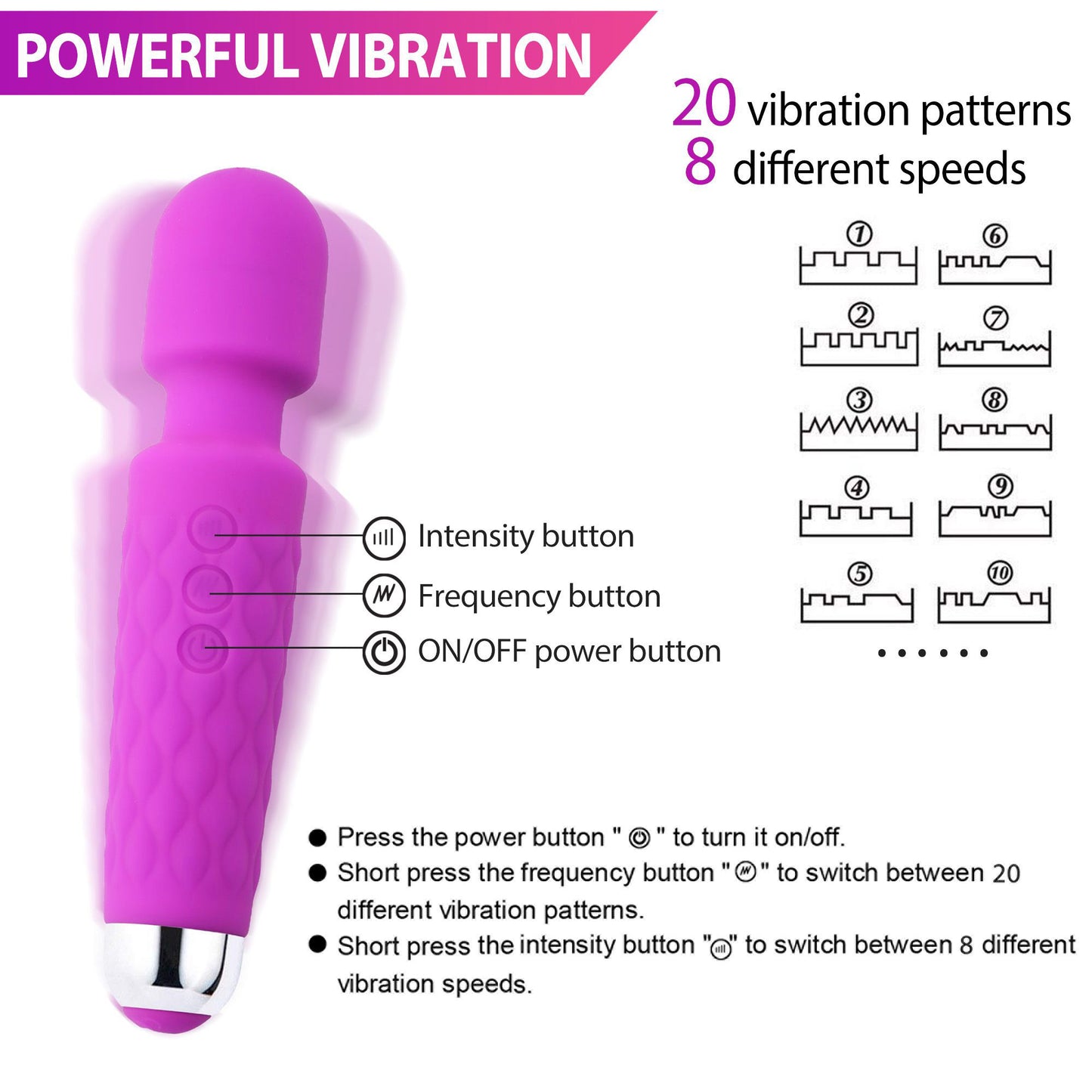 LotFancy Wand Massager for Women, Rechargeable Handheld Massager for Neck Shoulder Back