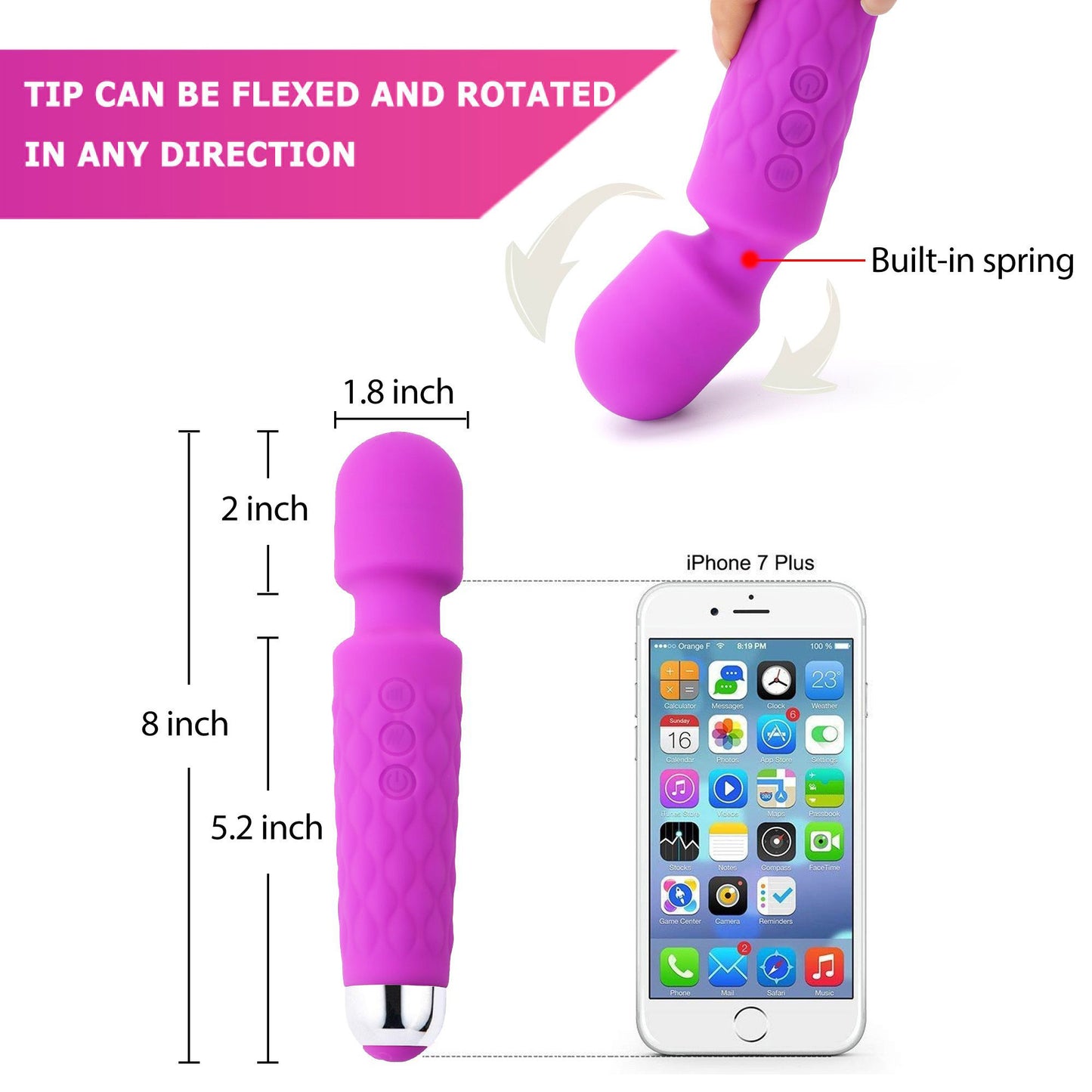 LotFancy Wand Massager for Women, Rechargeable Handheld Massager for Neck Shoulder Back