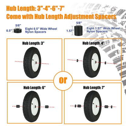 LotFancy 4.80/4.00-8” Tire and Wheel, 2 Pack 16” Pneumatic Wheelbarrow Tire, 5/8” Bearings, 3-7” Centered Hub