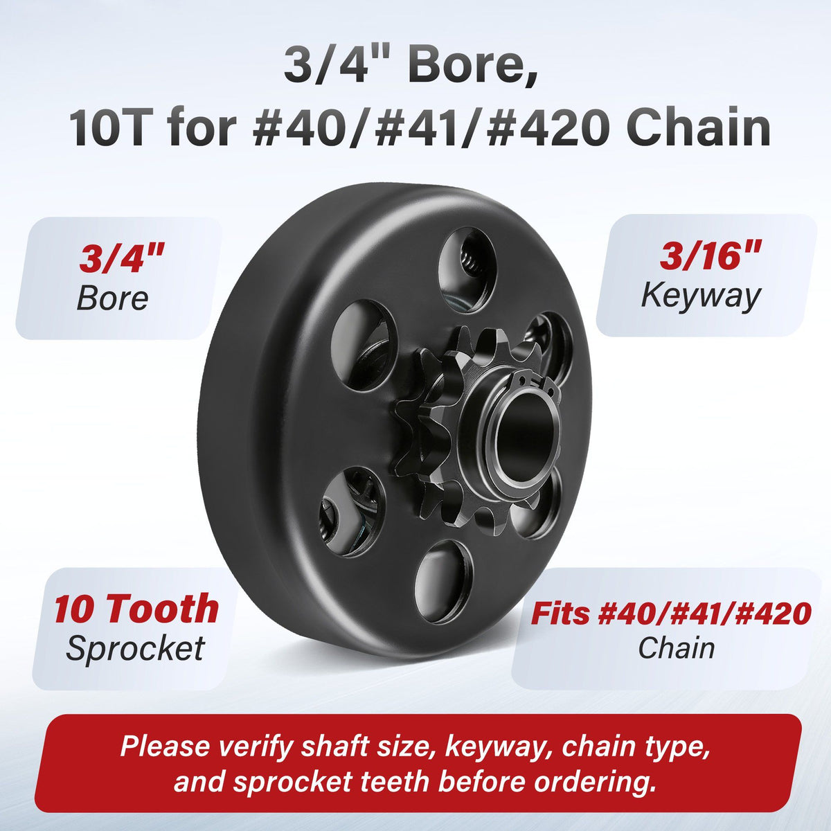 LotFancy Go Kart Clutch 3/4 Bore 10T for #40 41 420 Chain, Predator 212 Centrifugal Clutch