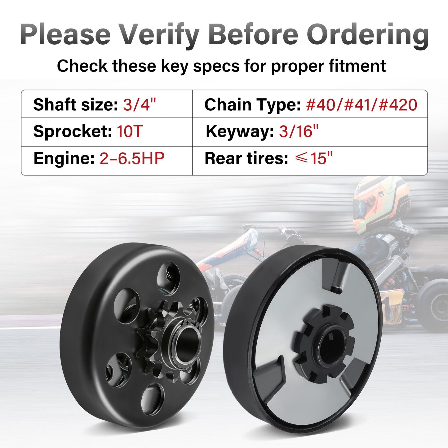 LotFancy Go Kart Clutch 3/4 Bore 10T for #40 41 420 Chain, Predator 212 Centrifugal Clutch