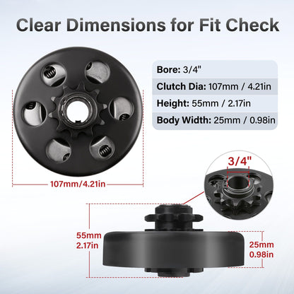 LotFancy Go Kart Clutch 3/4 Bore 10T for #40 41 420 Chain, Predator 212 Centrifugal Clutch