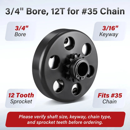 LotFancy Go Kart Clutch 3/4 Bore 12T for #35 Chain, Predator 212 Engine Centrifugal Clutch