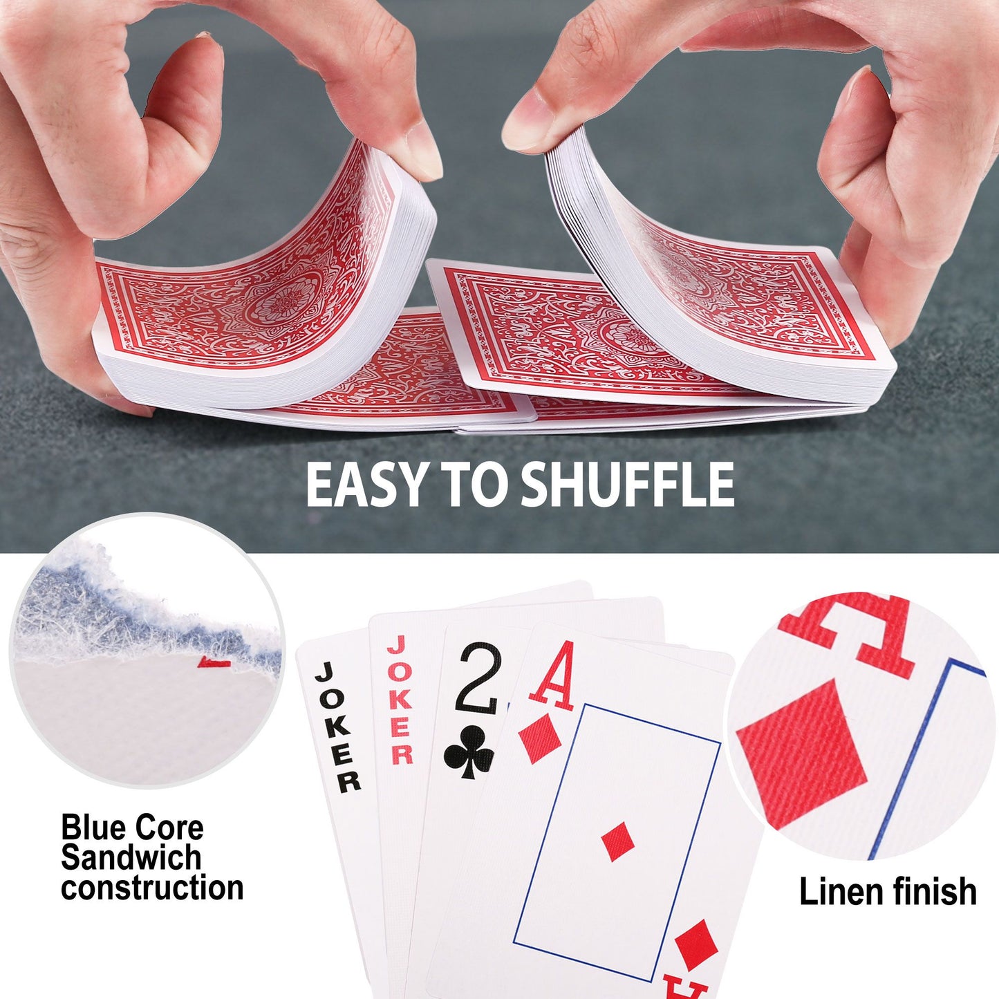LotFancy Playing Cards, Jumbo Index, 12 Decks of Cards (6 Black 6 Red), Large Print, Poker Size