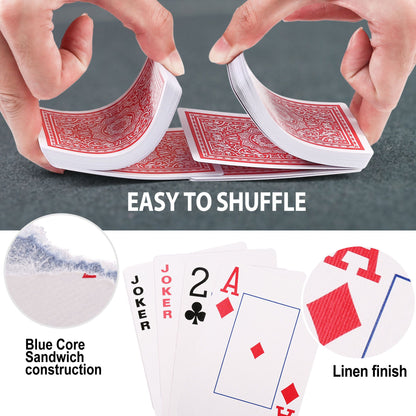 LotFancy Playing Cards, Jumbo Index, 12 Decks of Cards (6 Black 6 Red), Large Print, Poker Size