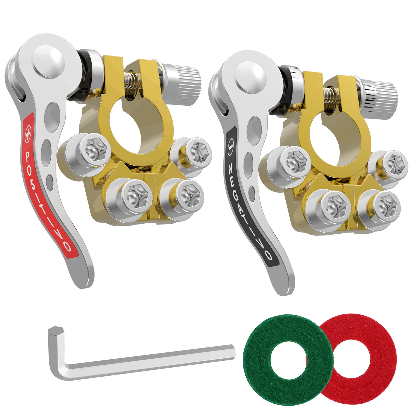 LotFancy Battery Terminal Connectors, Quick Release Disconnect Car Battery Terminal, Positive Negative for SAE/JIS Type A Posts
