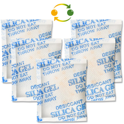 LotFancyIndicating Silica Gel Packets, 5 Gram 60 Packs, Moisture Absorber Dehumidifier, Rechargeable